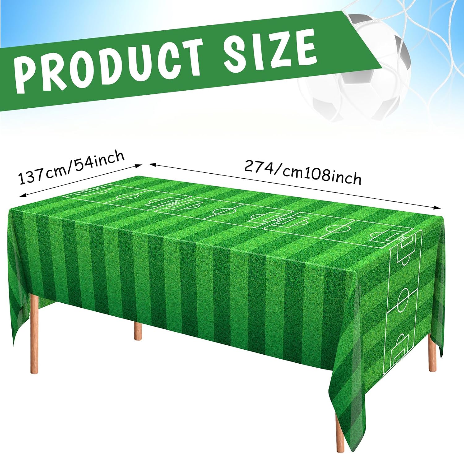 Buryeah 3 Pcs Soccer Themed Tablecloths 54x108 Inches