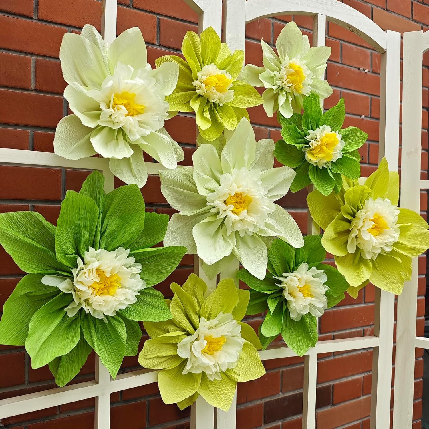 Mybbshower Crepe Paper Flowers Pack of 9 Green