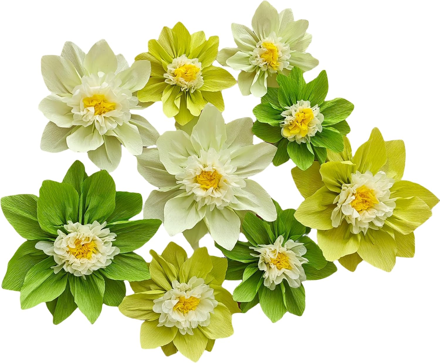 Mybbshower Crepe Paper Flowers Pack of 9 Green