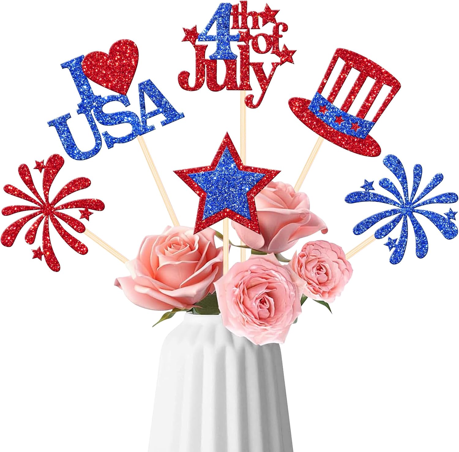 12 PCS 4th of July Double Sided Firework Centerpiece Sticks
