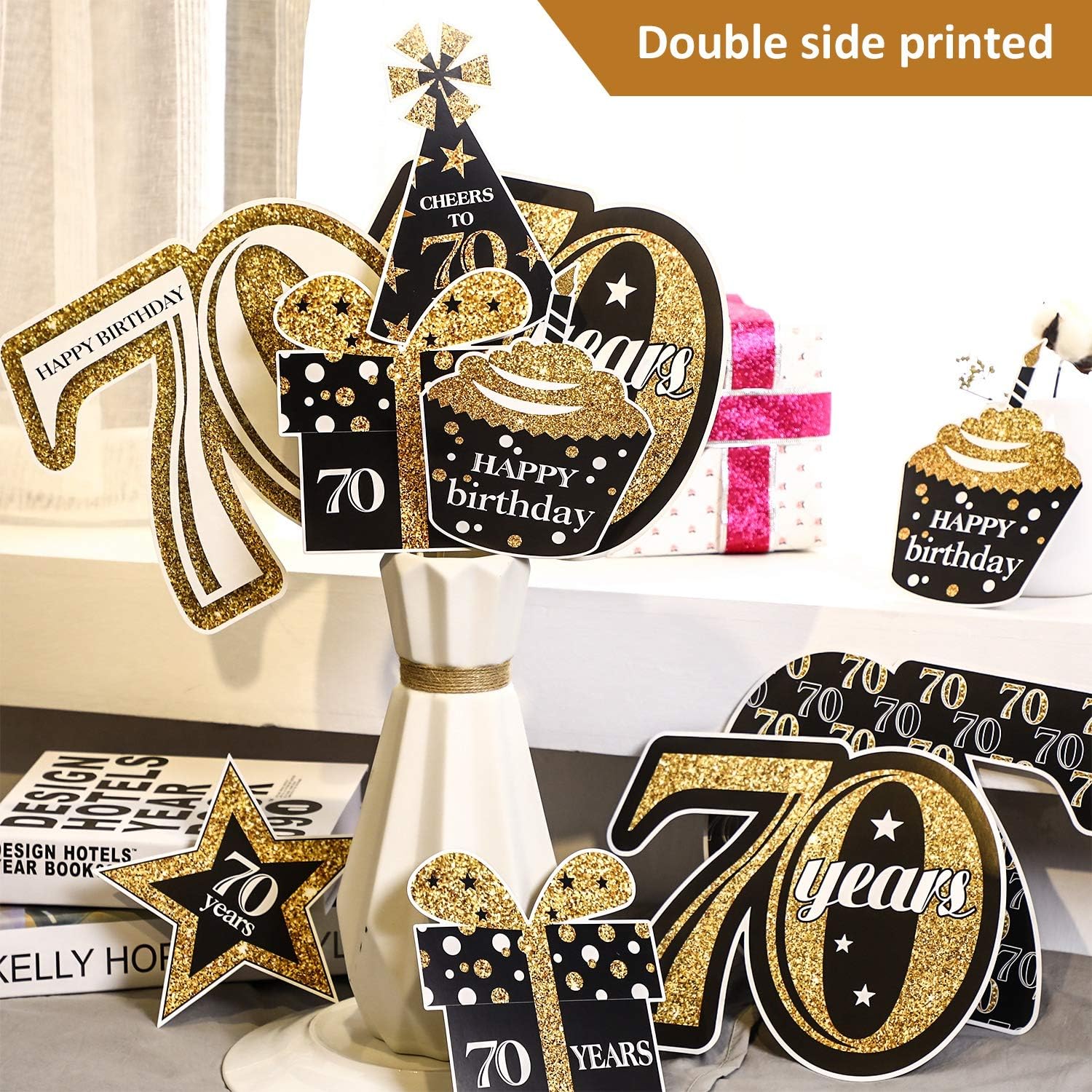 Blulu 70th Birthday Decor Centerpiece Set 24 Pieces