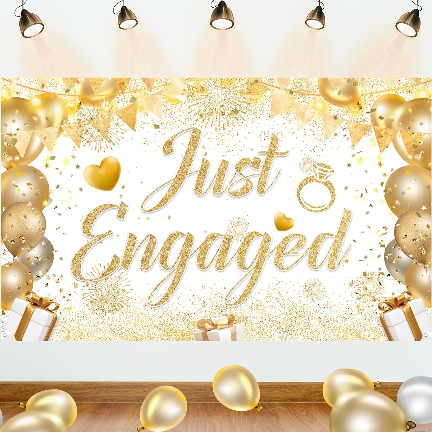 Just Married Engagement Party Decorations Banner Backdrop Balloons