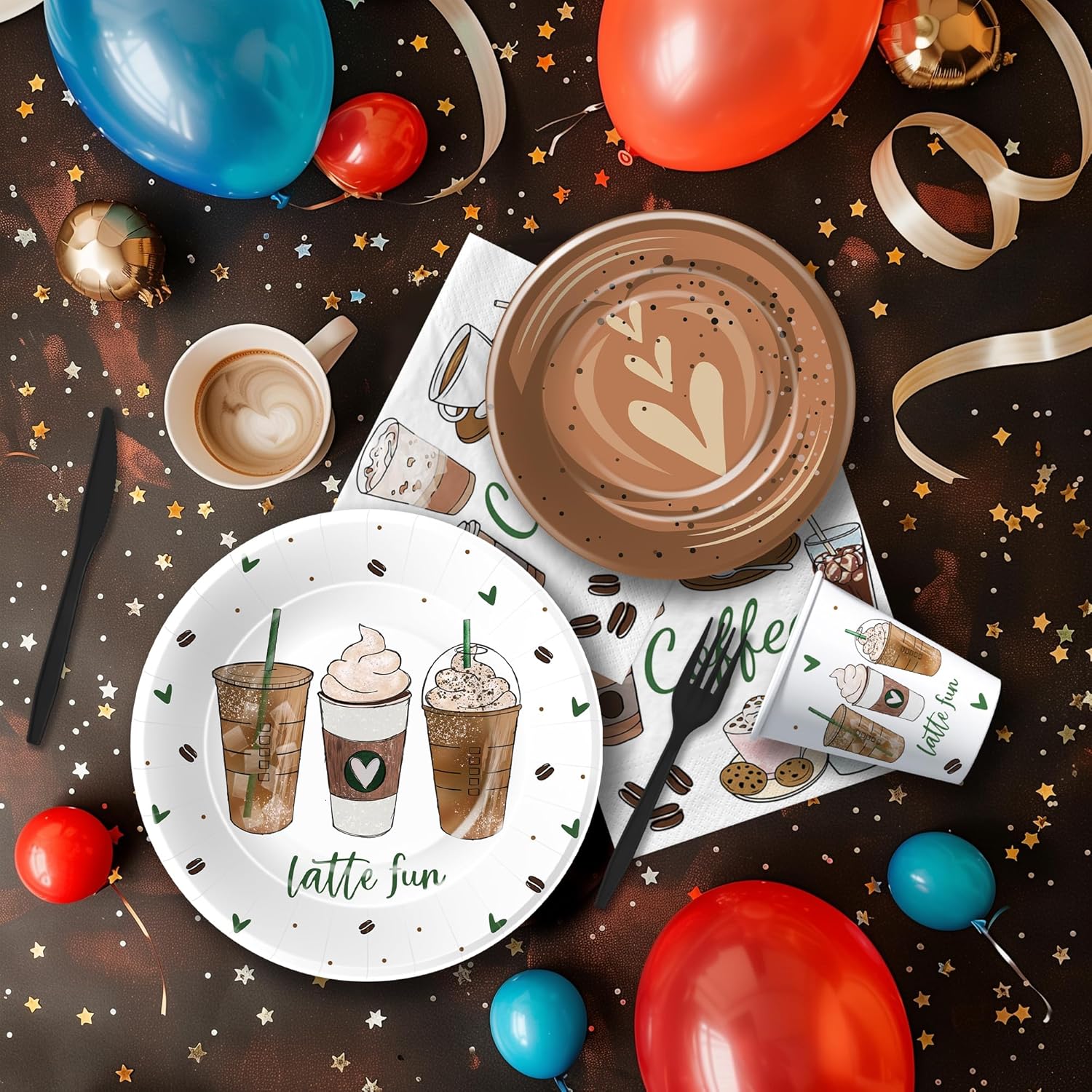 Coffee Party Decorations Tableware Set Serves 24