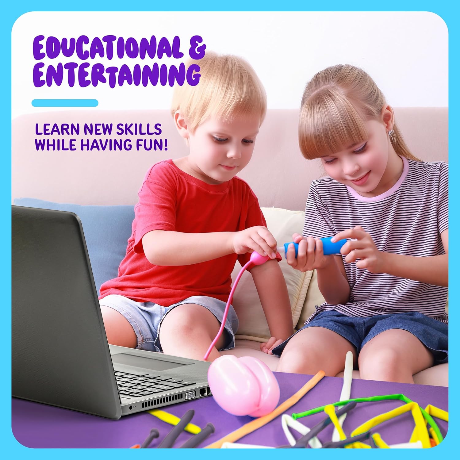DanDarci Balloon Twisting Kit with Pump for Kids