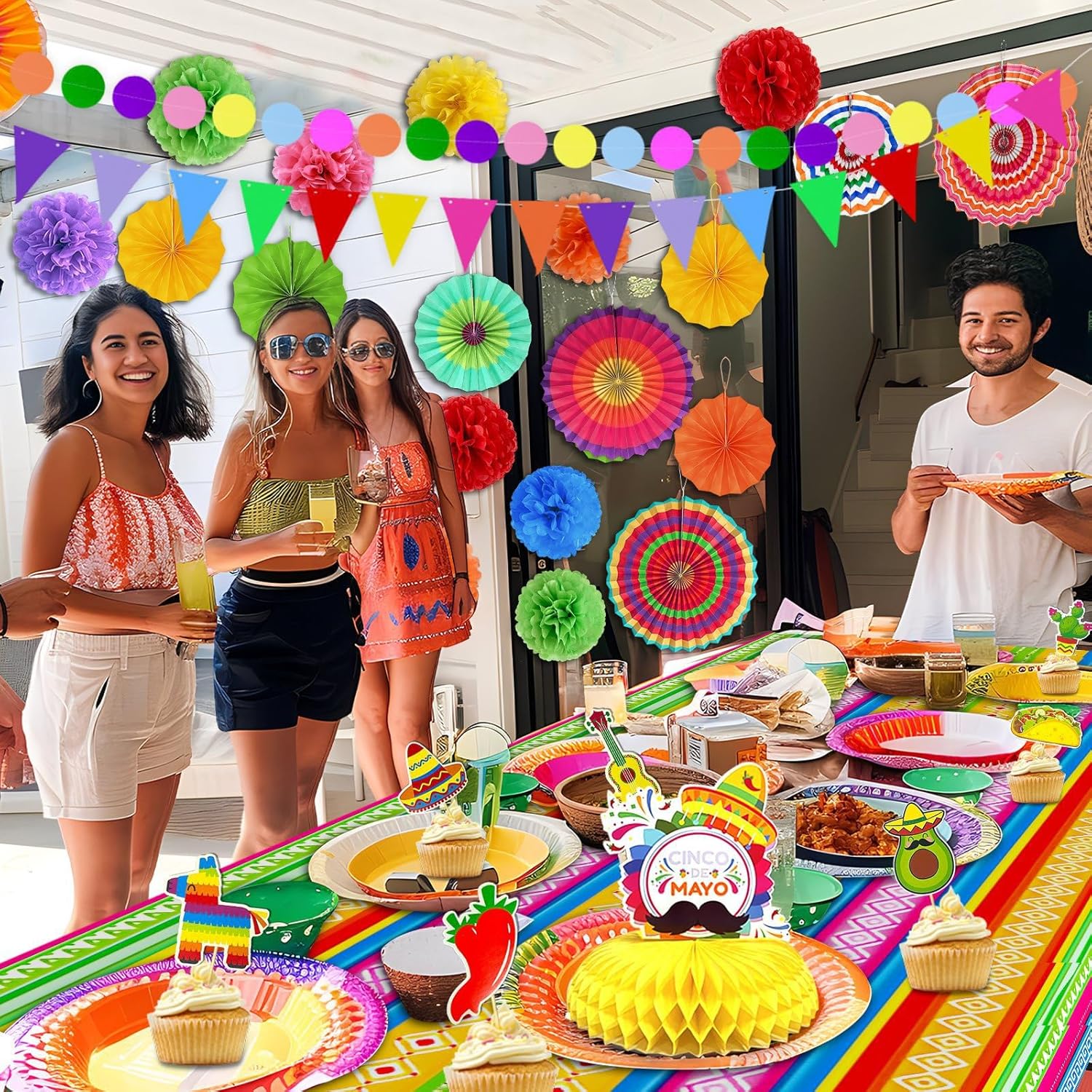 TURNMEON 38 Pcs Mexican Fiesta Decorations Set