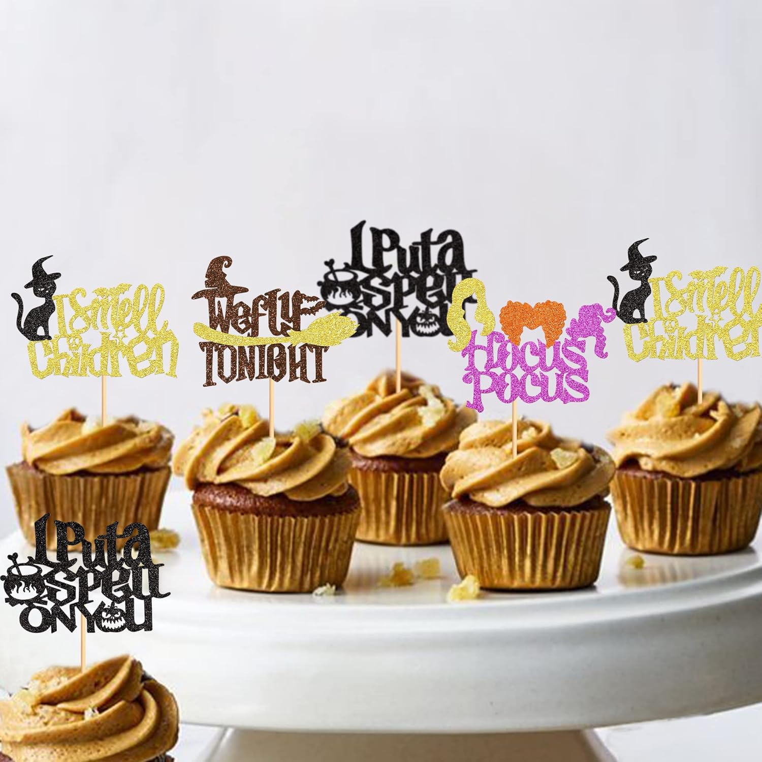 Ercadio 24 Pack Hocus Pocus Witch Hair Cupcake Toppers