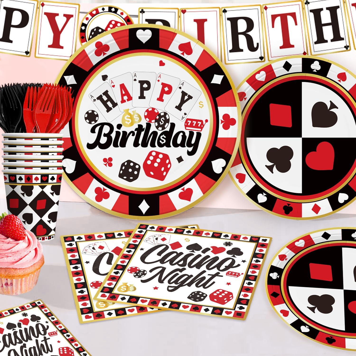 176pcs Casino Party Decorations Set for Birthday Poker Night
