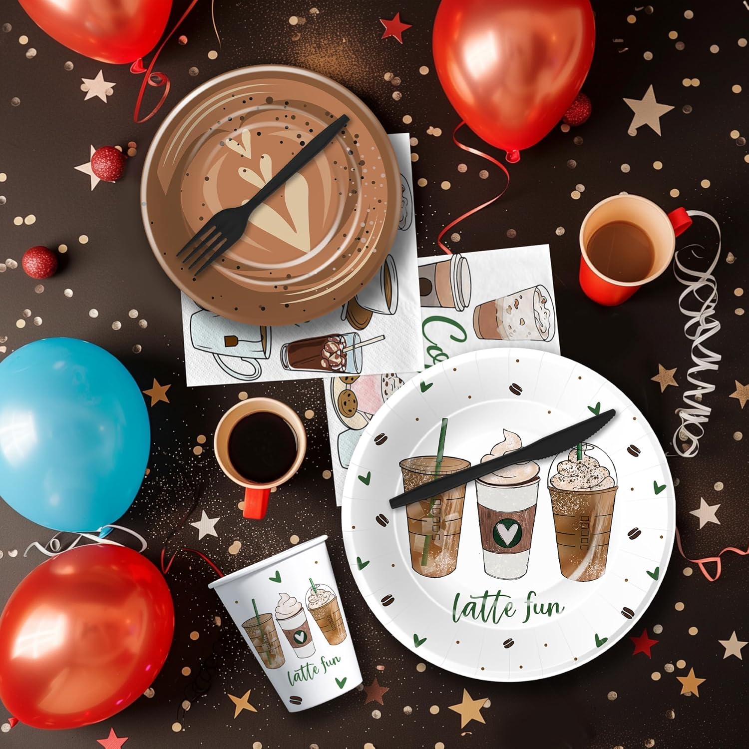 Coffee Party Decorations Tableware Set Serves 24