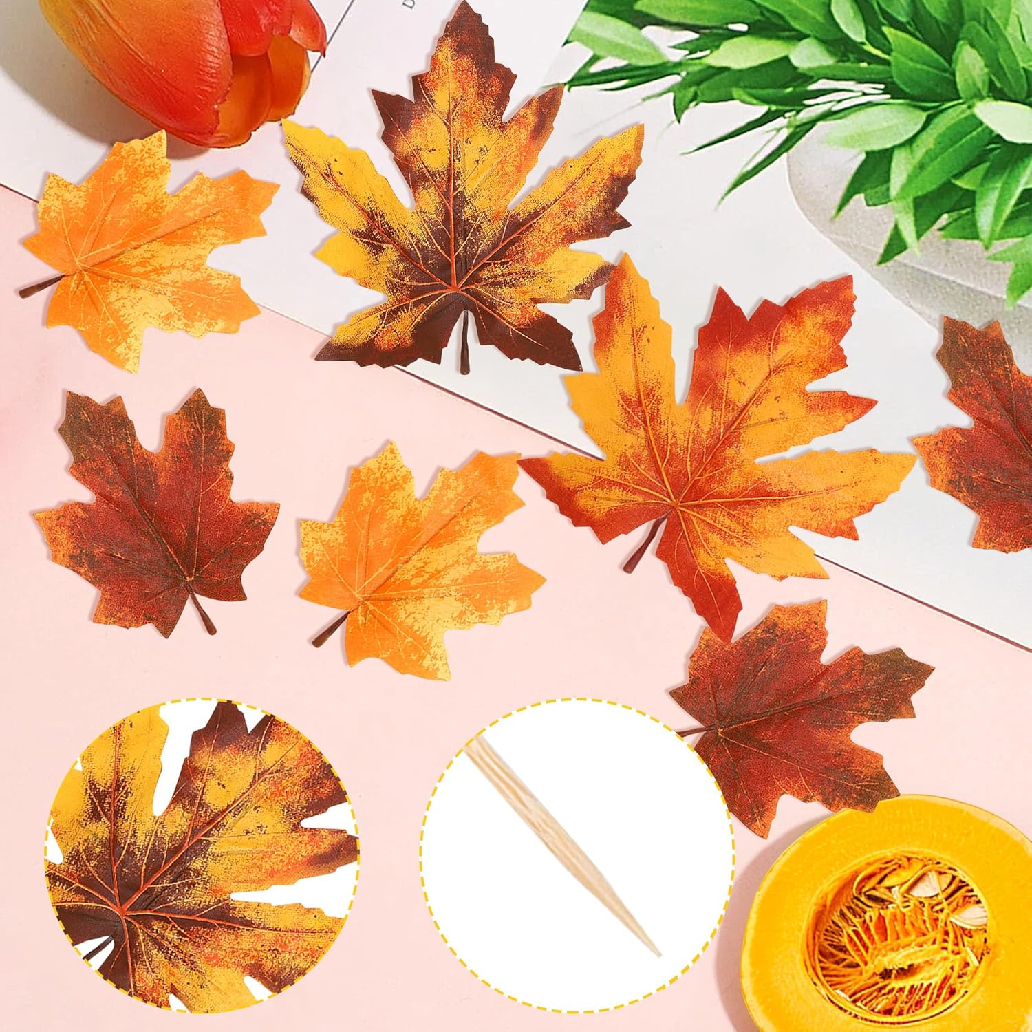 16 PCS Maple Leaf Centerpiece Sticks for Autumn Fall Parties