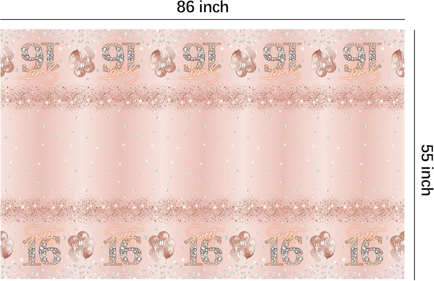 Rose Gold Sweet 16 Party Tablecloth 3 Pack