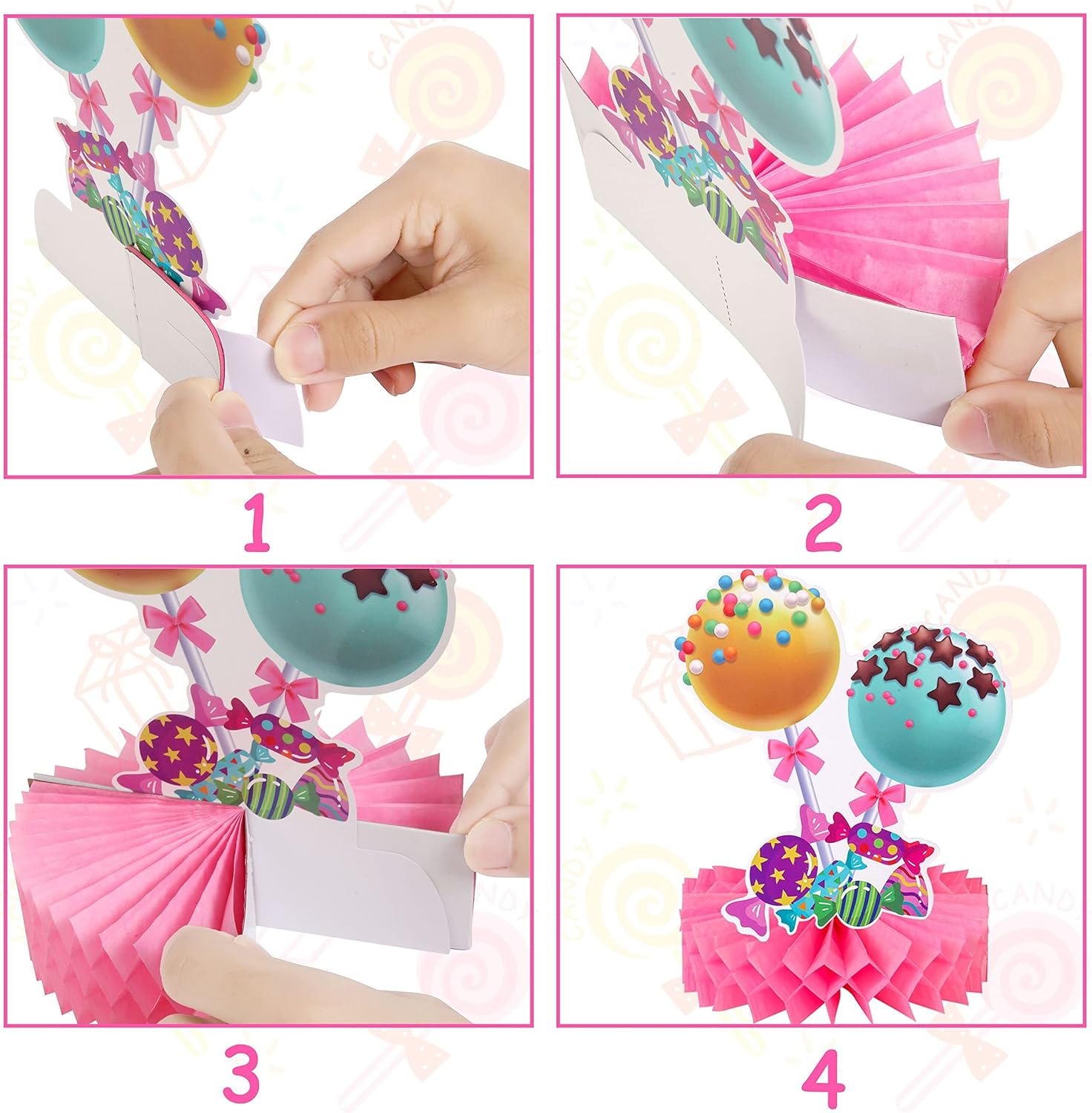 Candyland Party Table Honeycomb Centerpieces 9pcs