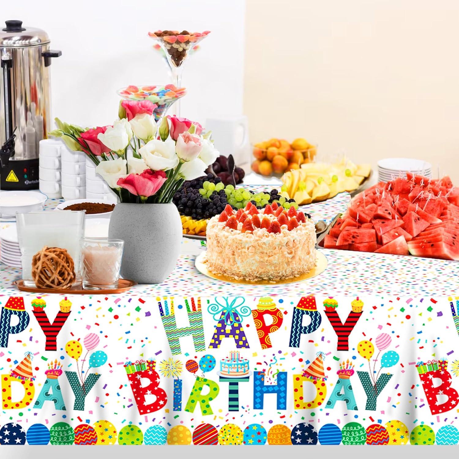 2Pcs Colorful Birthday Plastic Table Covers