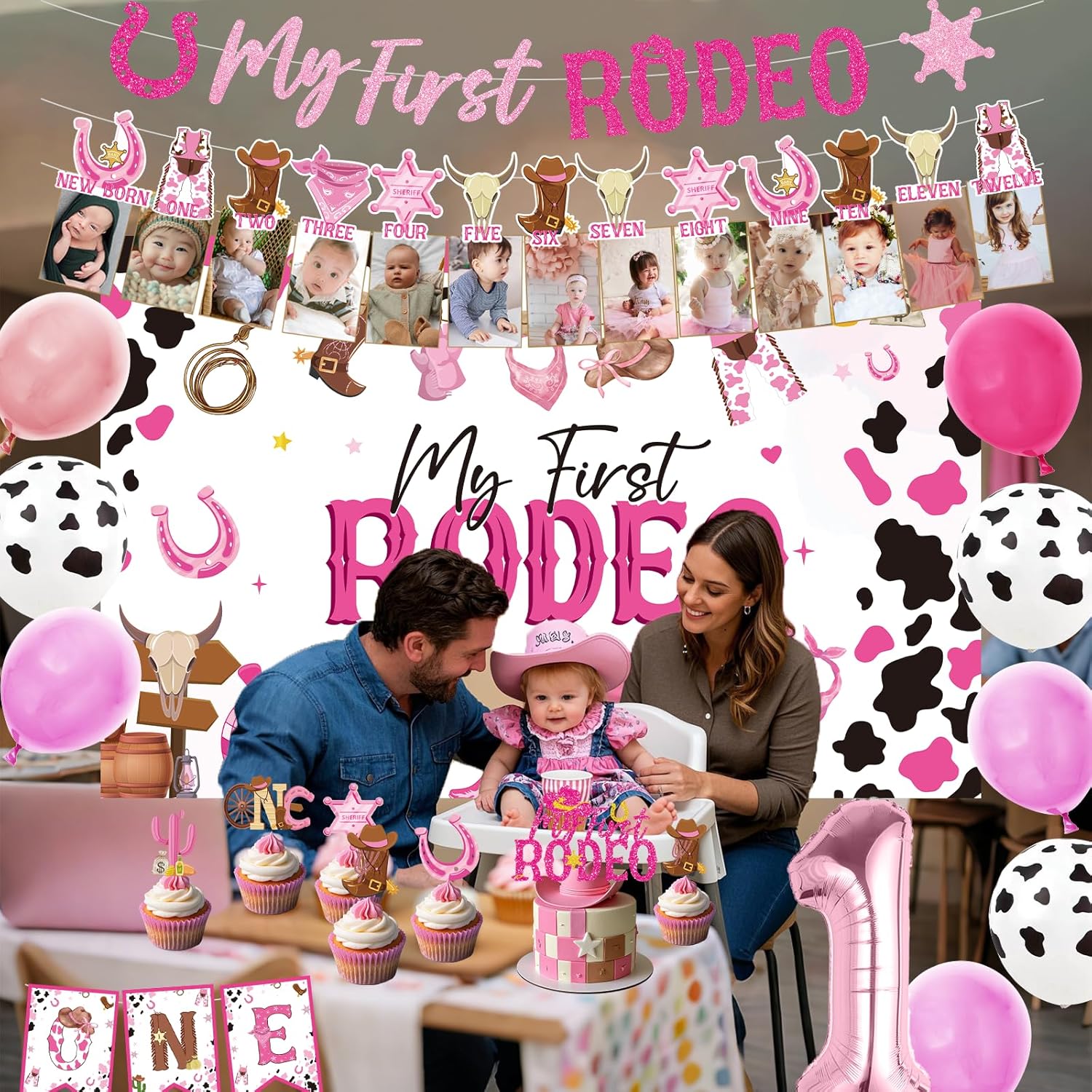 Gameza My First Rodeo Birthday Decorations for Girls