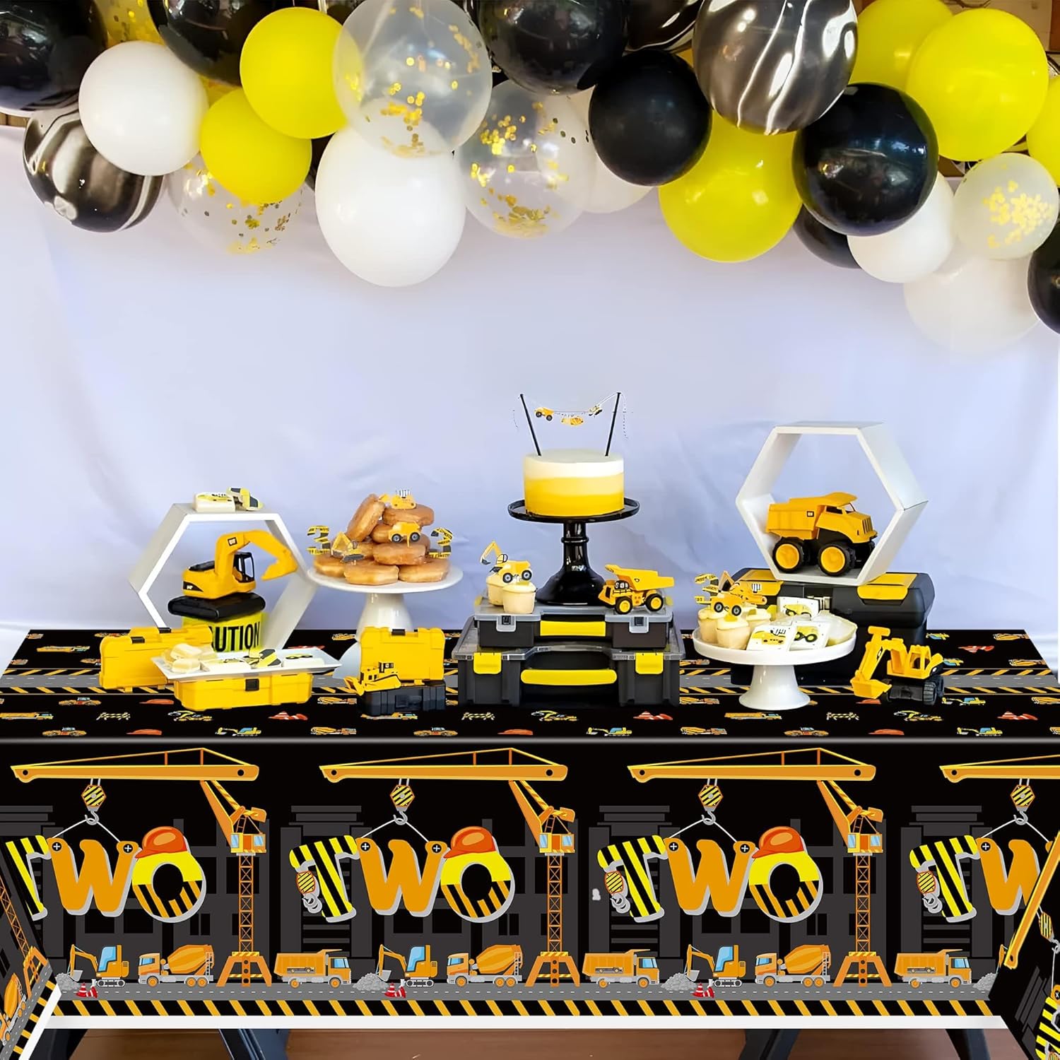 3Pcs Construction Themed Tablecloths - Dump Truck Birthday Decor