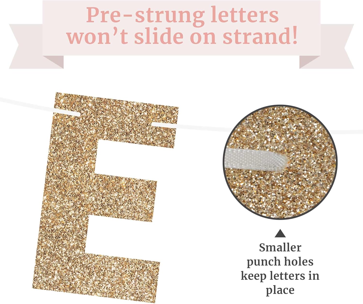 Pre-strung Who Said You Could Leave Banner - Gold Glitter