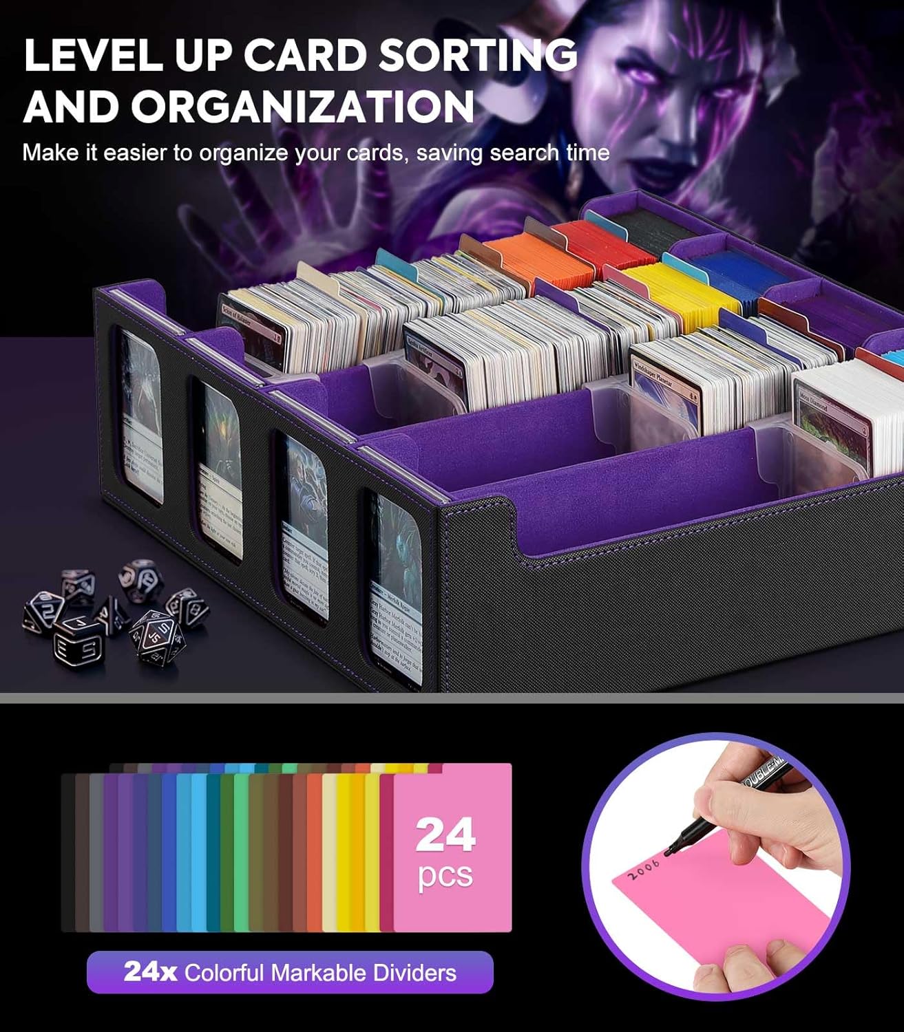 Moko Card Storage Box - 3000 Magic Deck Case Black Purple