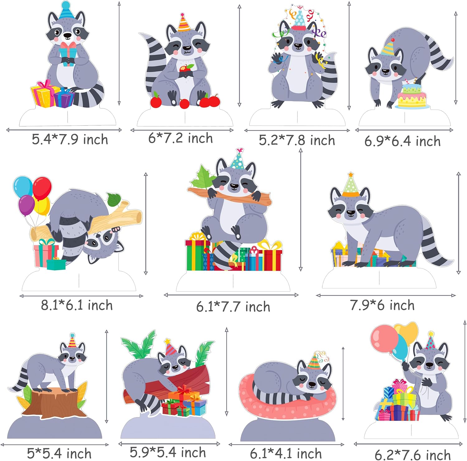 11pcs Raccoon Honeycomb Centerpieces Birthday Decorations