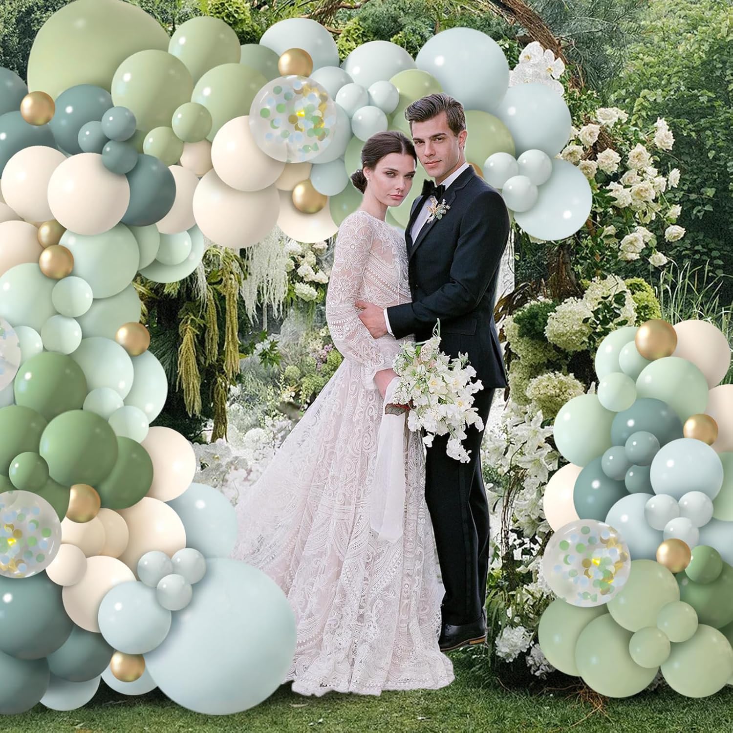 150Pcs Dusty Blue Green Balloon Garland Kit