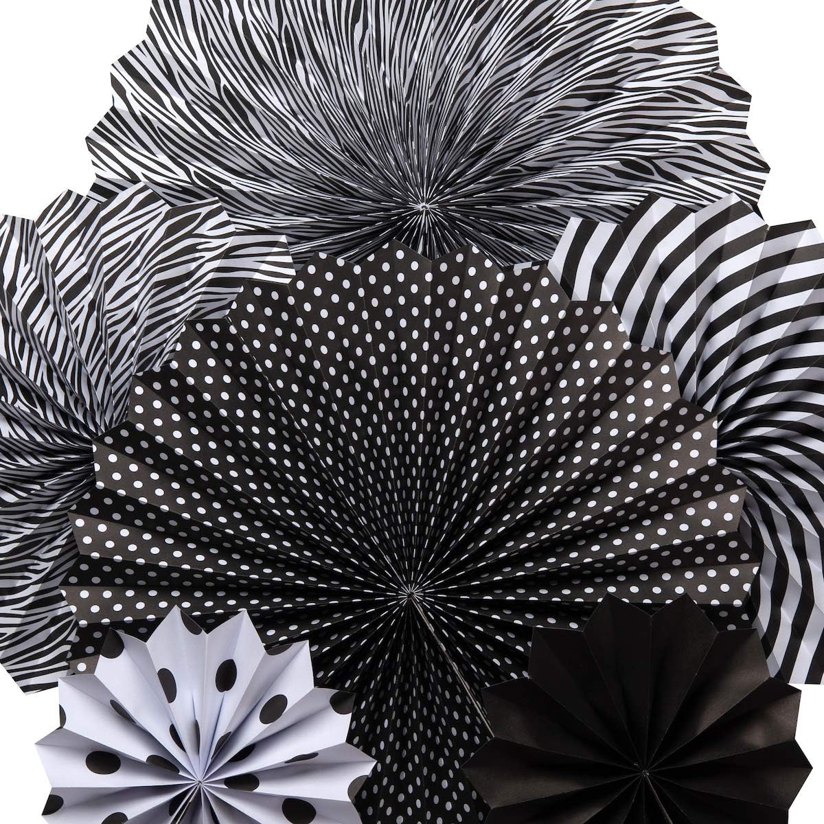 ONUPGO Black Paper Fan Party Decor Set 12PCS