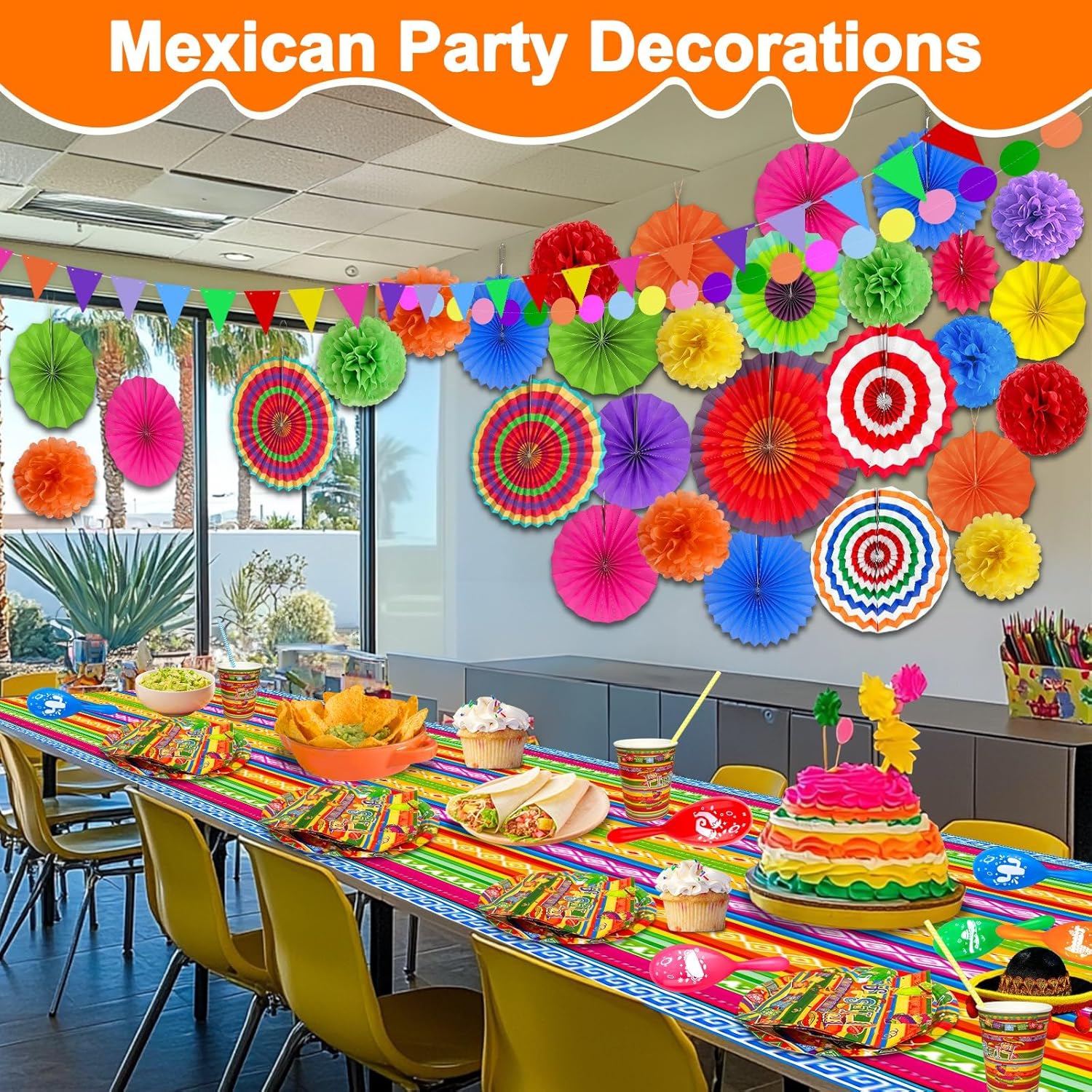 TURNMEON 38 Pcs Mexican Fiesta Decorations Set