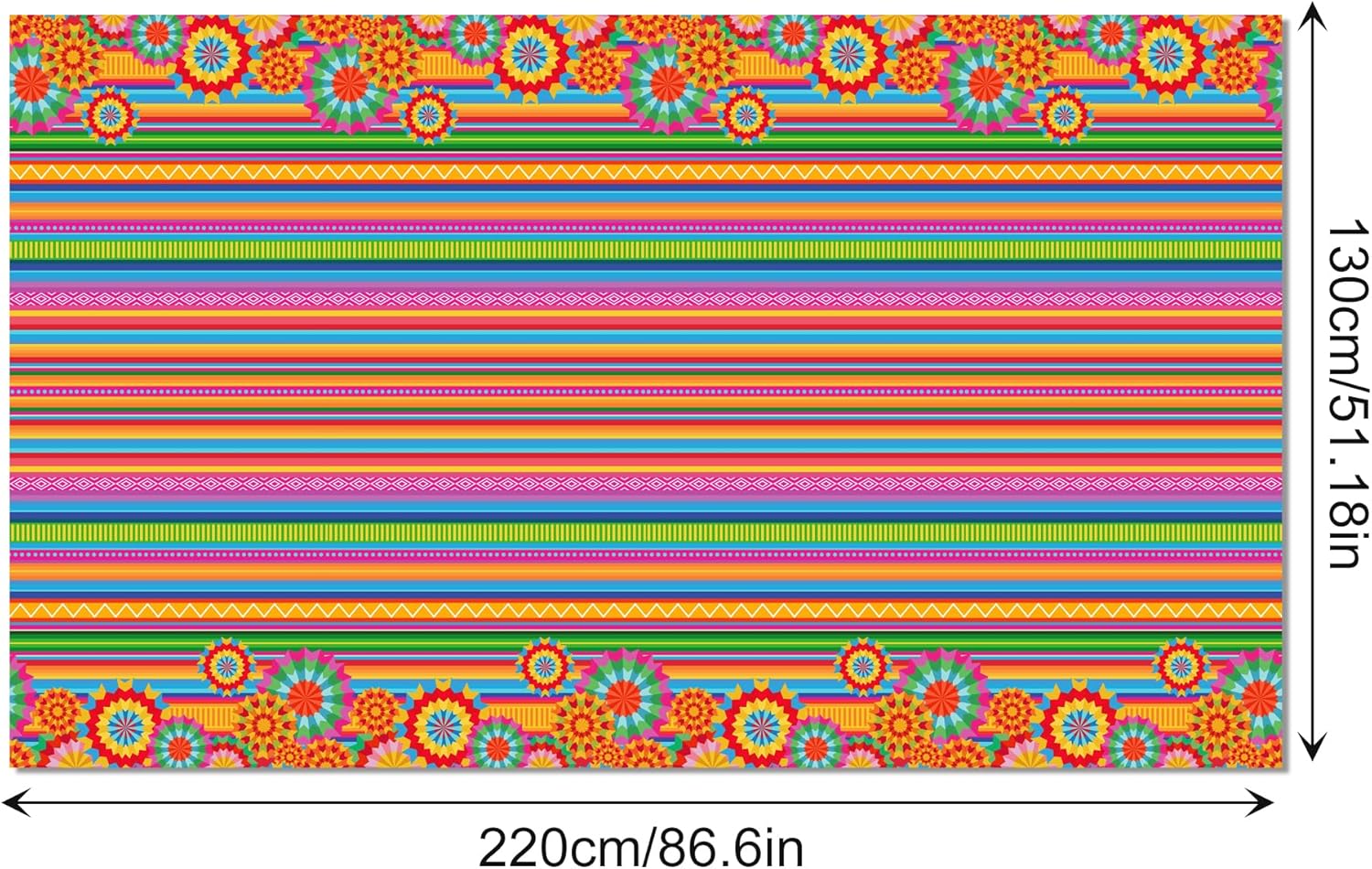 Lide Road 2 Pcs Mexico Fiesta Tablecloth 54x87In