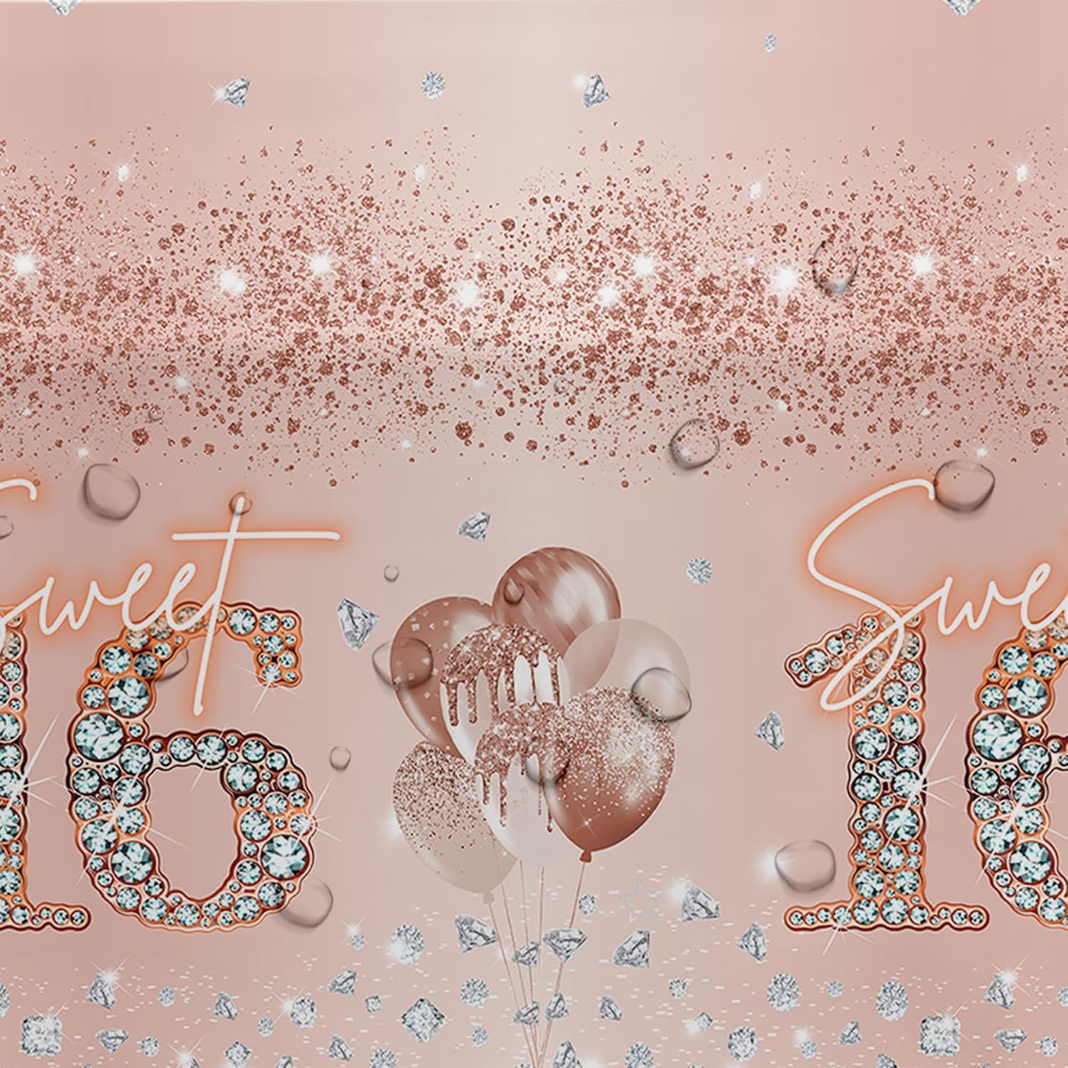 Rose Gold Sweet 16 Party Tablecloth 3 Pack