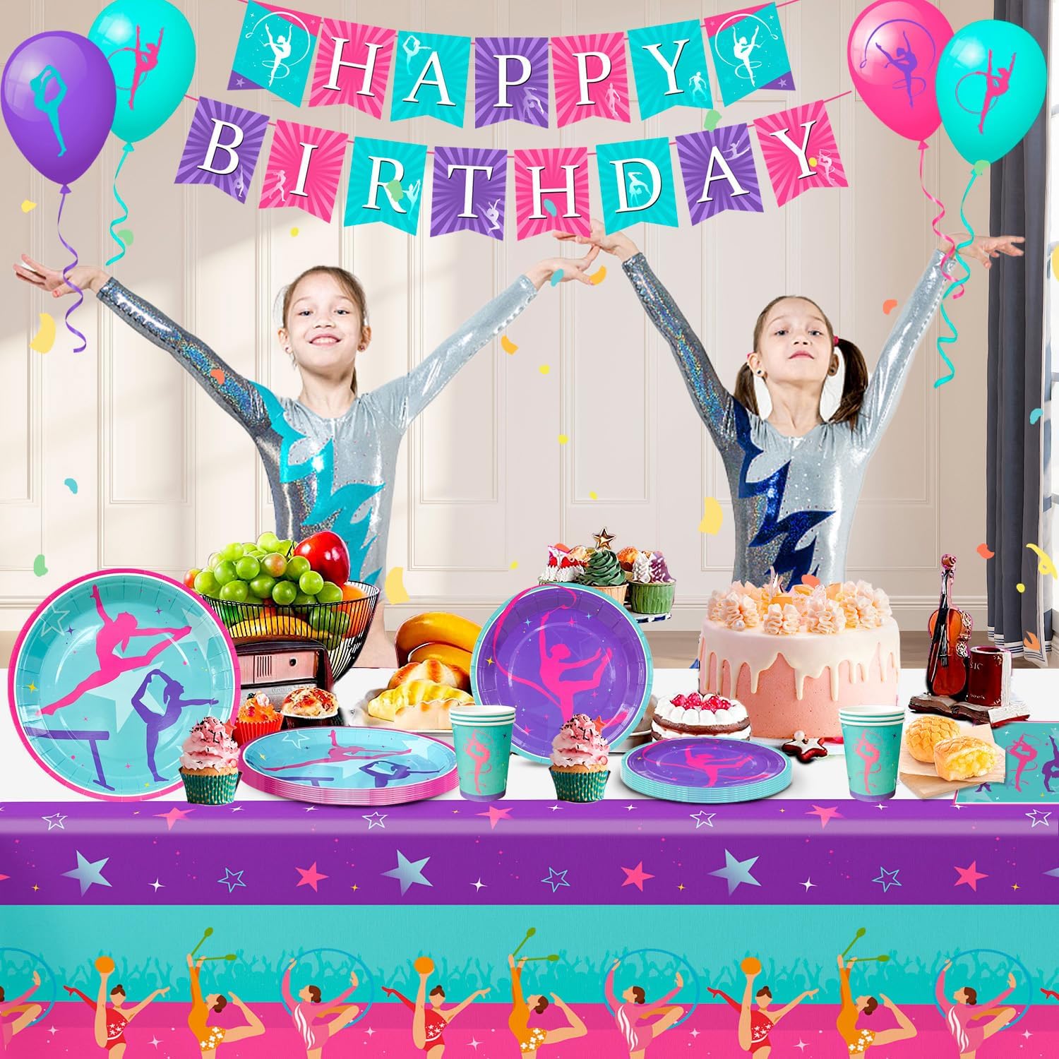 Gymnastics Birthday Party Decorations Set
