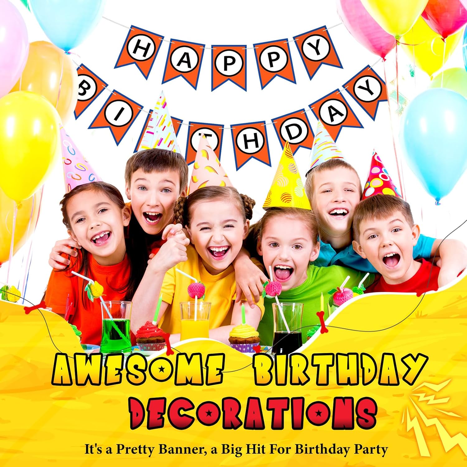 Anime Happy Birthday Bunting Banner Pre-Strung