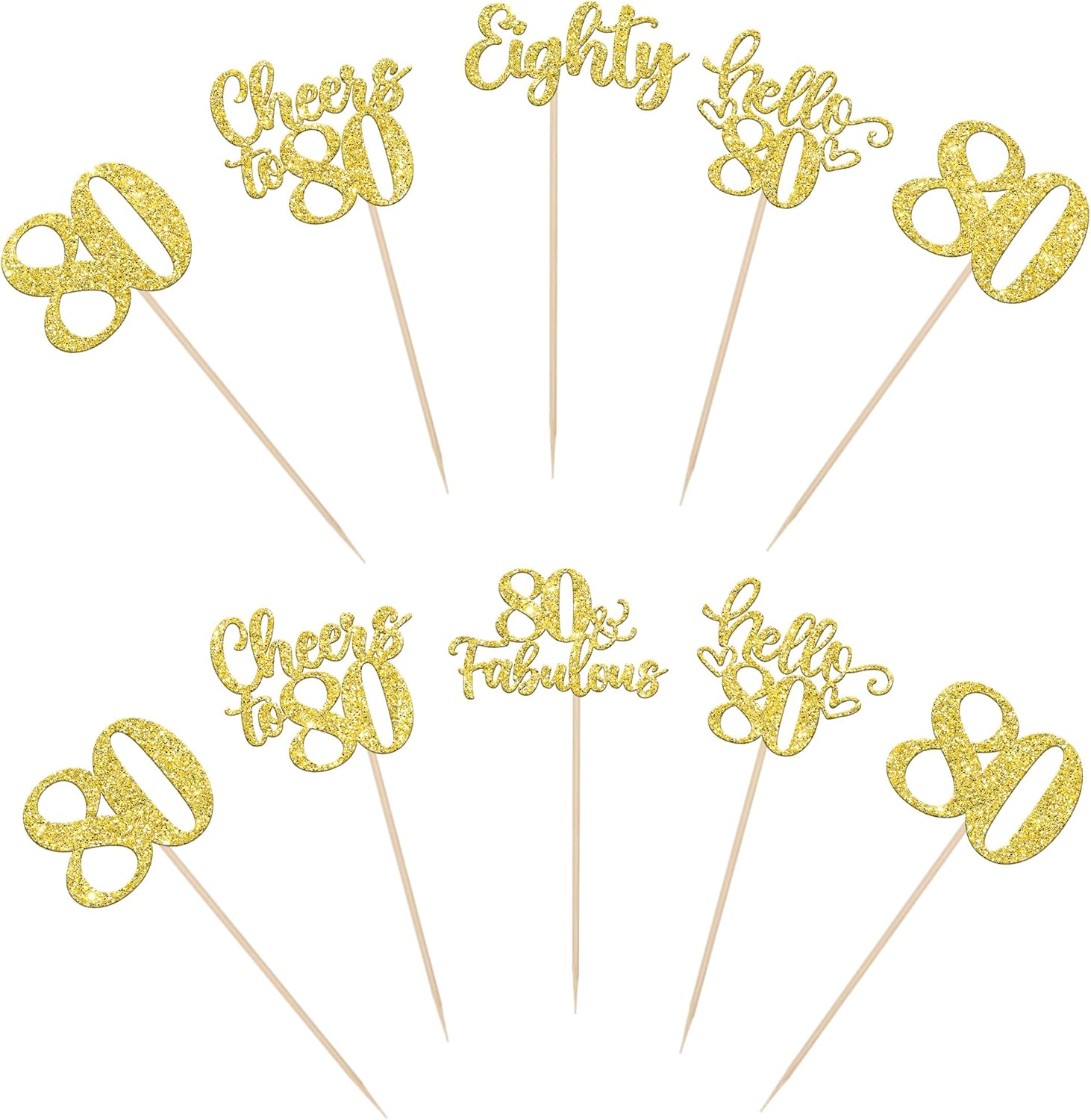 15PCS Gold Glitter Birthday Centerpiece Sticks