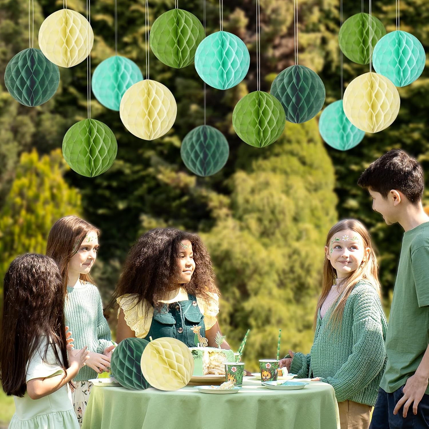 SUNBEAUTY 8 Inch Hanging Honeycomb Balls Set of 16