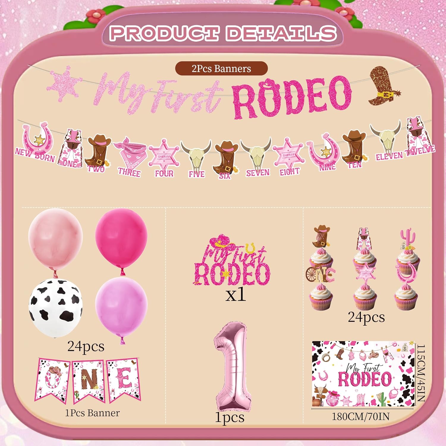 Gameza My First Rodeo Birthday Decorations for Girls