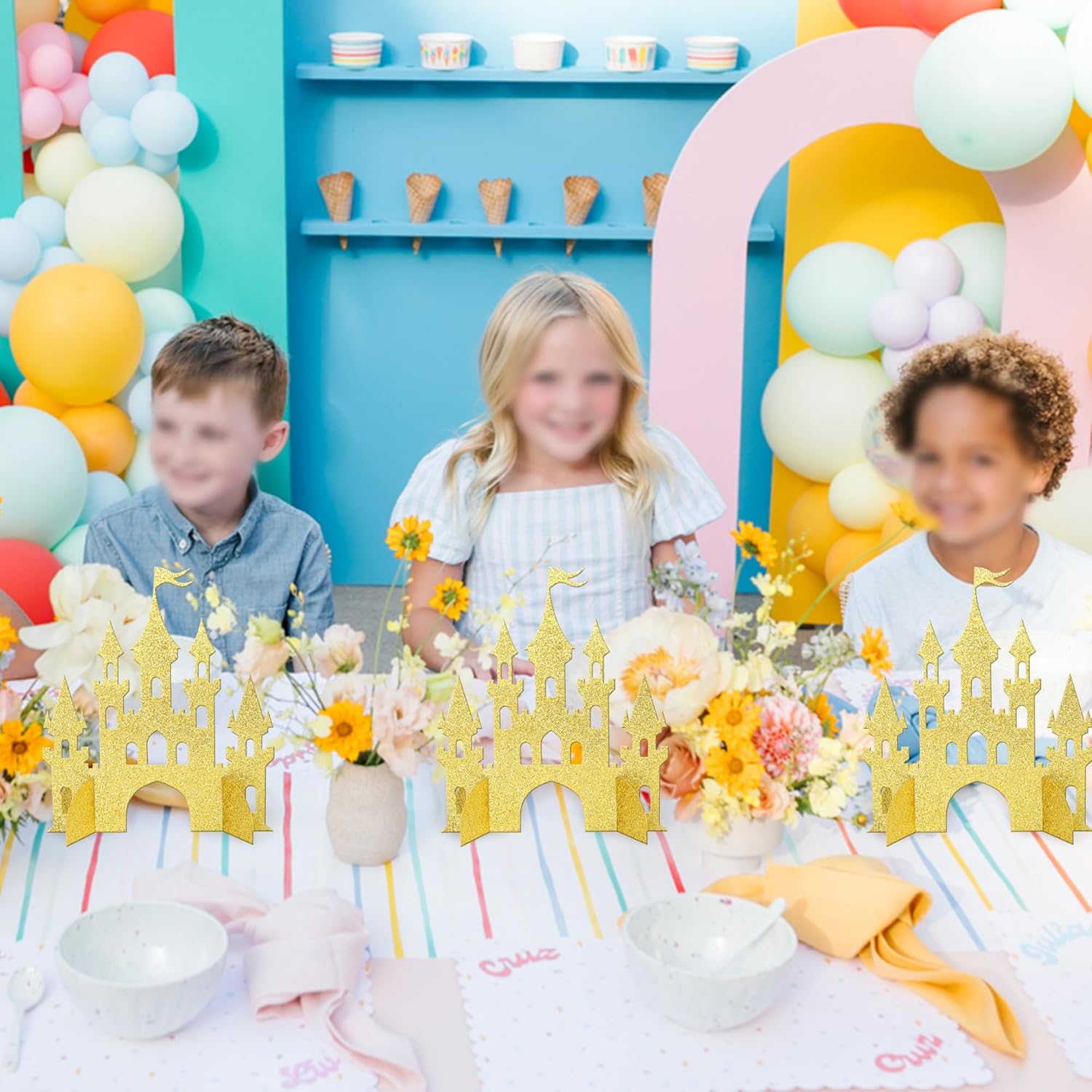 2 PCS Princess Castle Centerpieces Gold