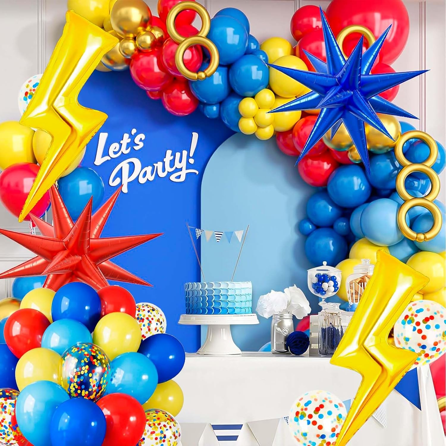 Cartoon Hedgehog Birthday Balloons with Lightning Star and Boom Star