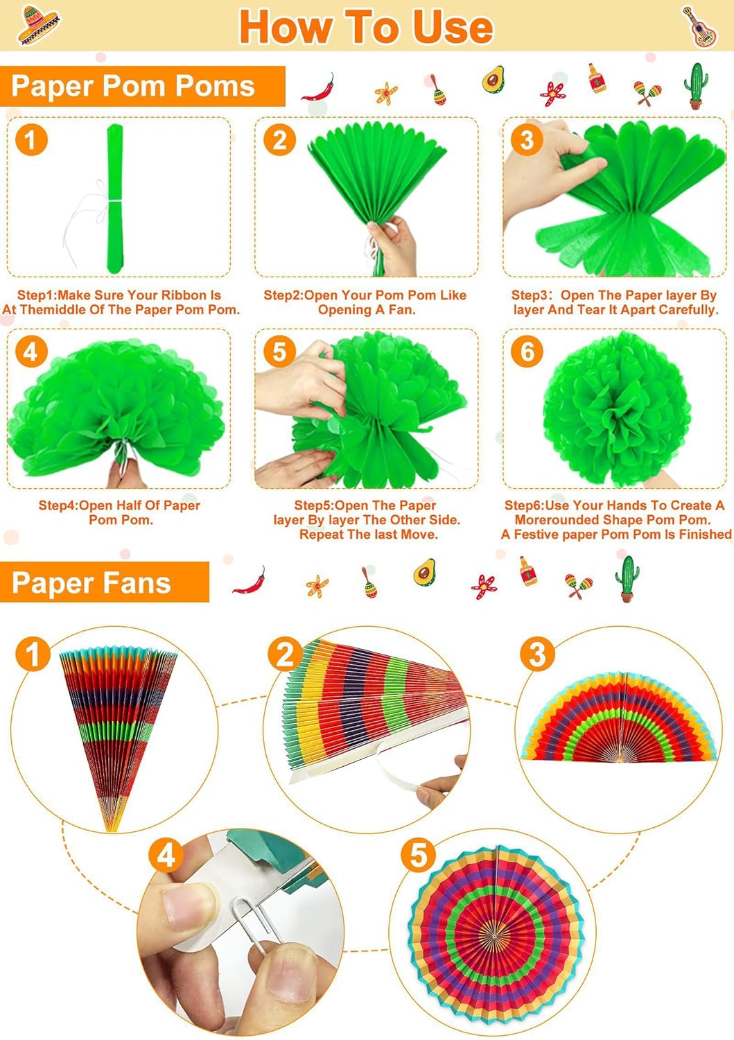 TURNMEON 38 Pcs Mexican Fiesta Decorations Set
