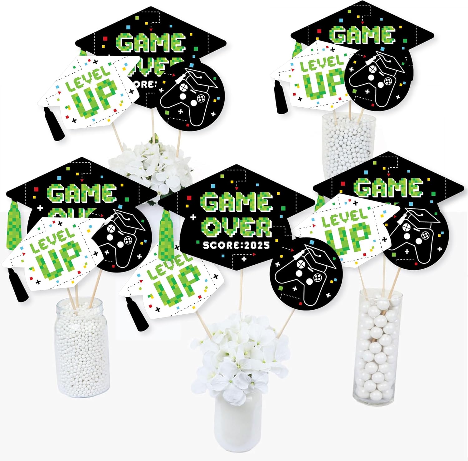 Game Over Video Game Graduation Party Centerpiece Sticks Set of 15