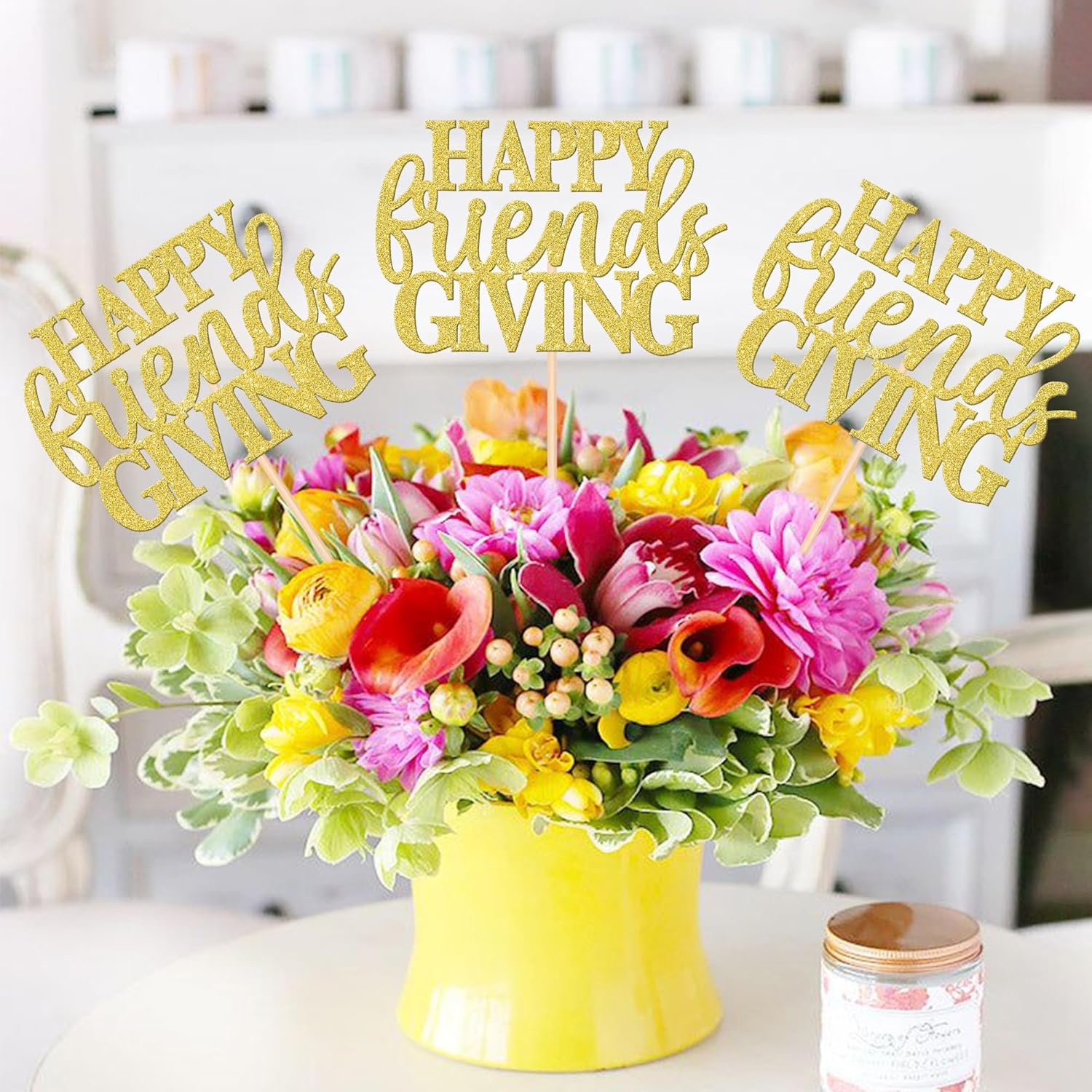 12 PCS Happy Thanksgiving Centerpiece Sticks Gold