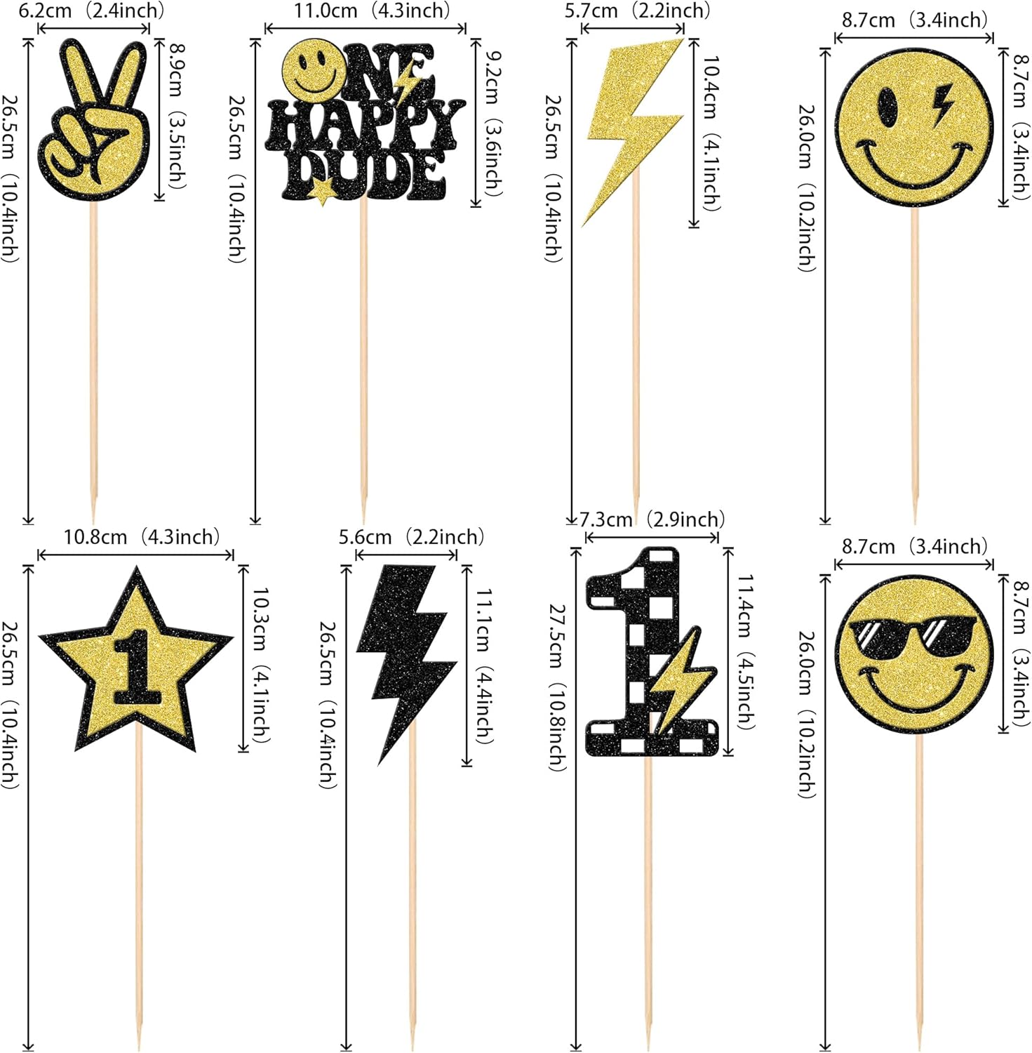 16 pcs Happy Dude Centerpiece Sticks Birthday Party Decor