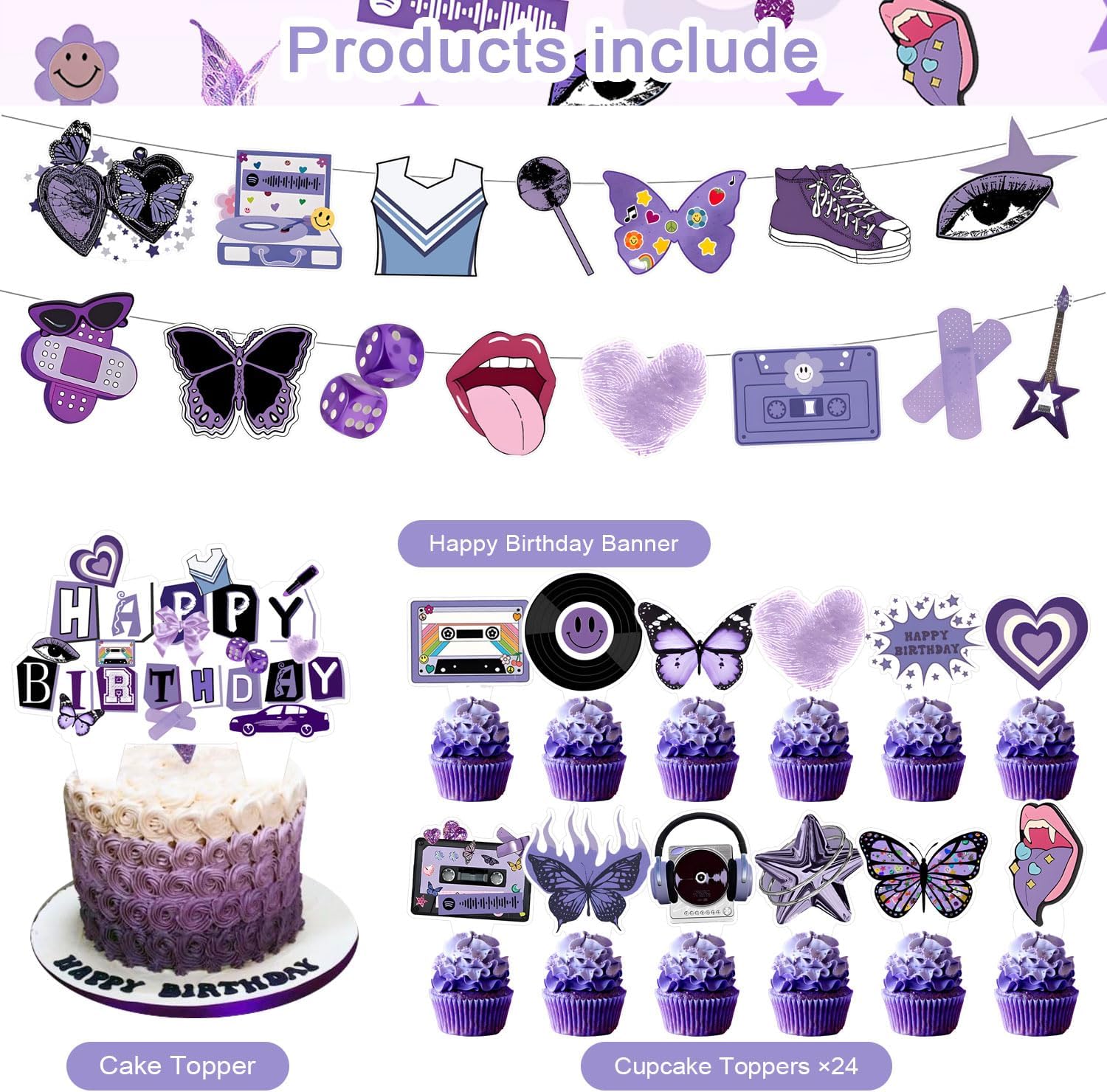 59 Pcs Pop Singer Birthday Party Supplies Set