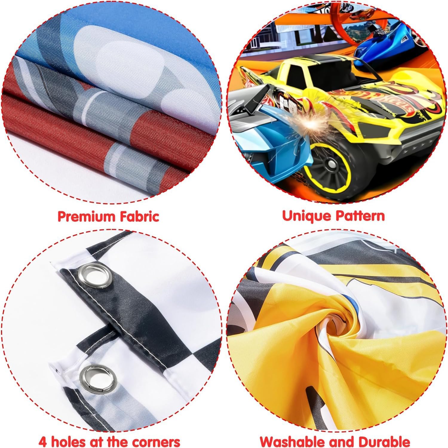 Hot Cars Birthday Banner Backdrop 5x3ft