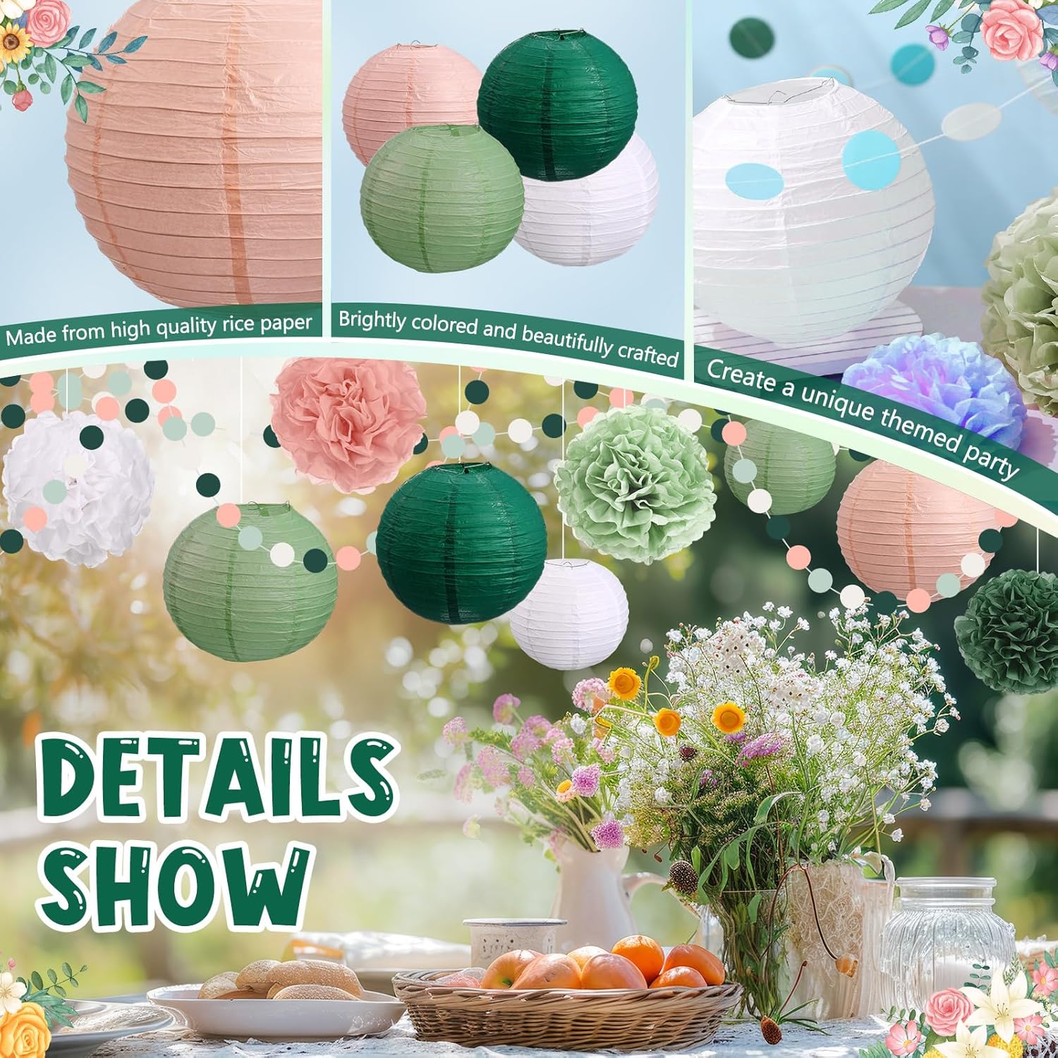 Riakrum 22 Pcs Sage Birthday Party Decorations