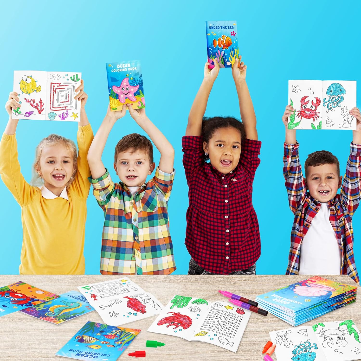 BenLouis Ocean Animals Mini Coloring Books 24 Pcs
