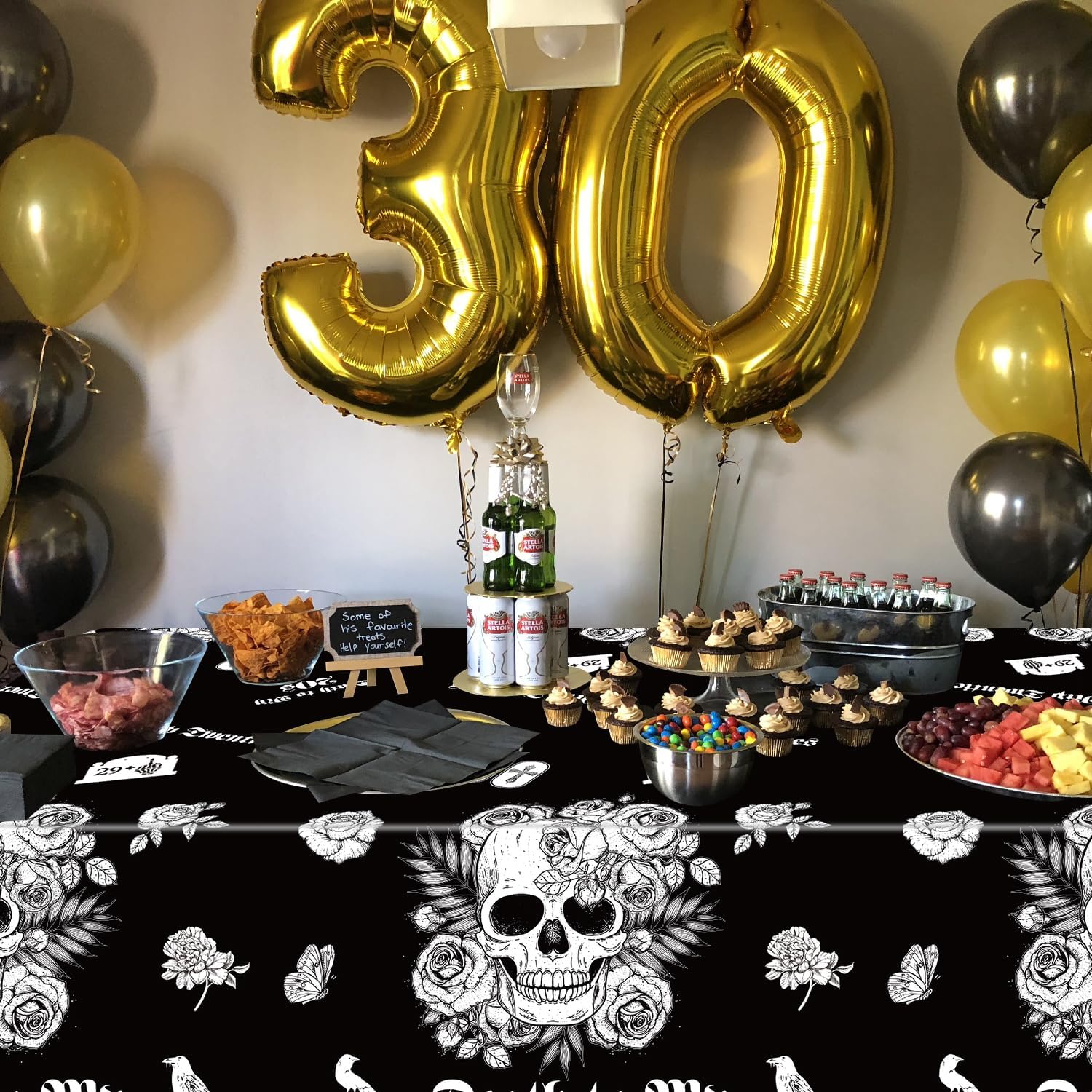 Death to My 20s 4Pcs Tablecloths Black 30th Birthday Decorations