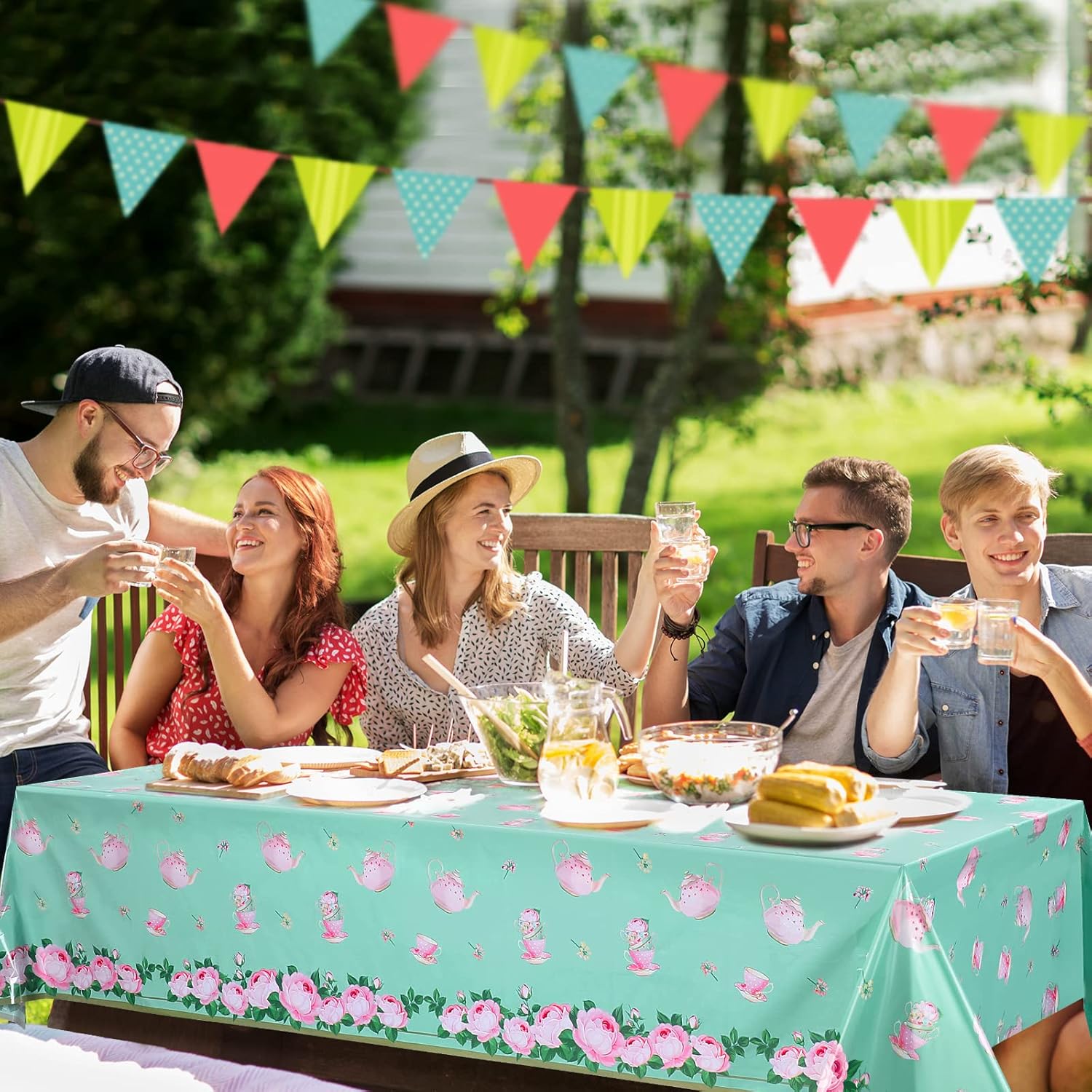 Tatuo 3 Pcs Floral Tea Party Tablecloths 54x108 Inch