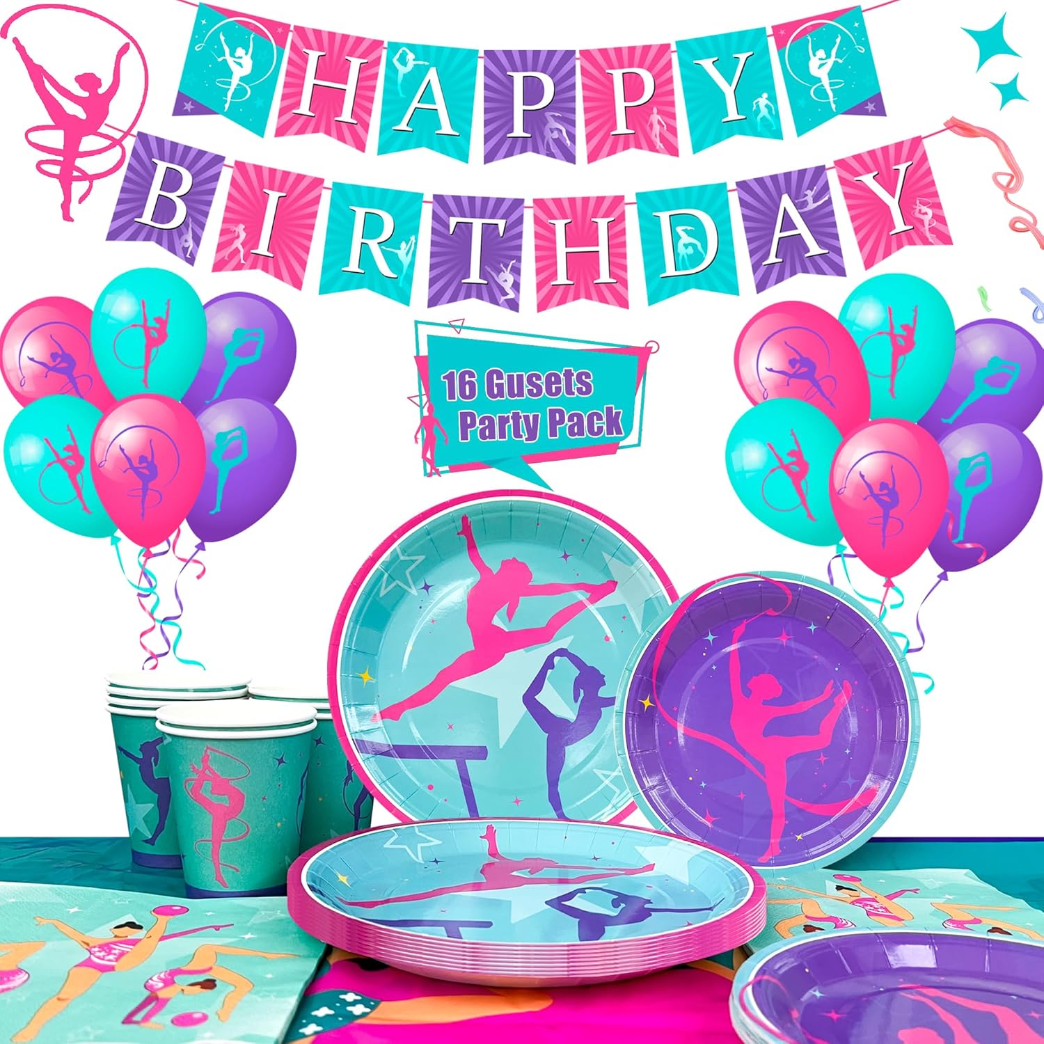 Gymnastics Birthday Party Decorations Set