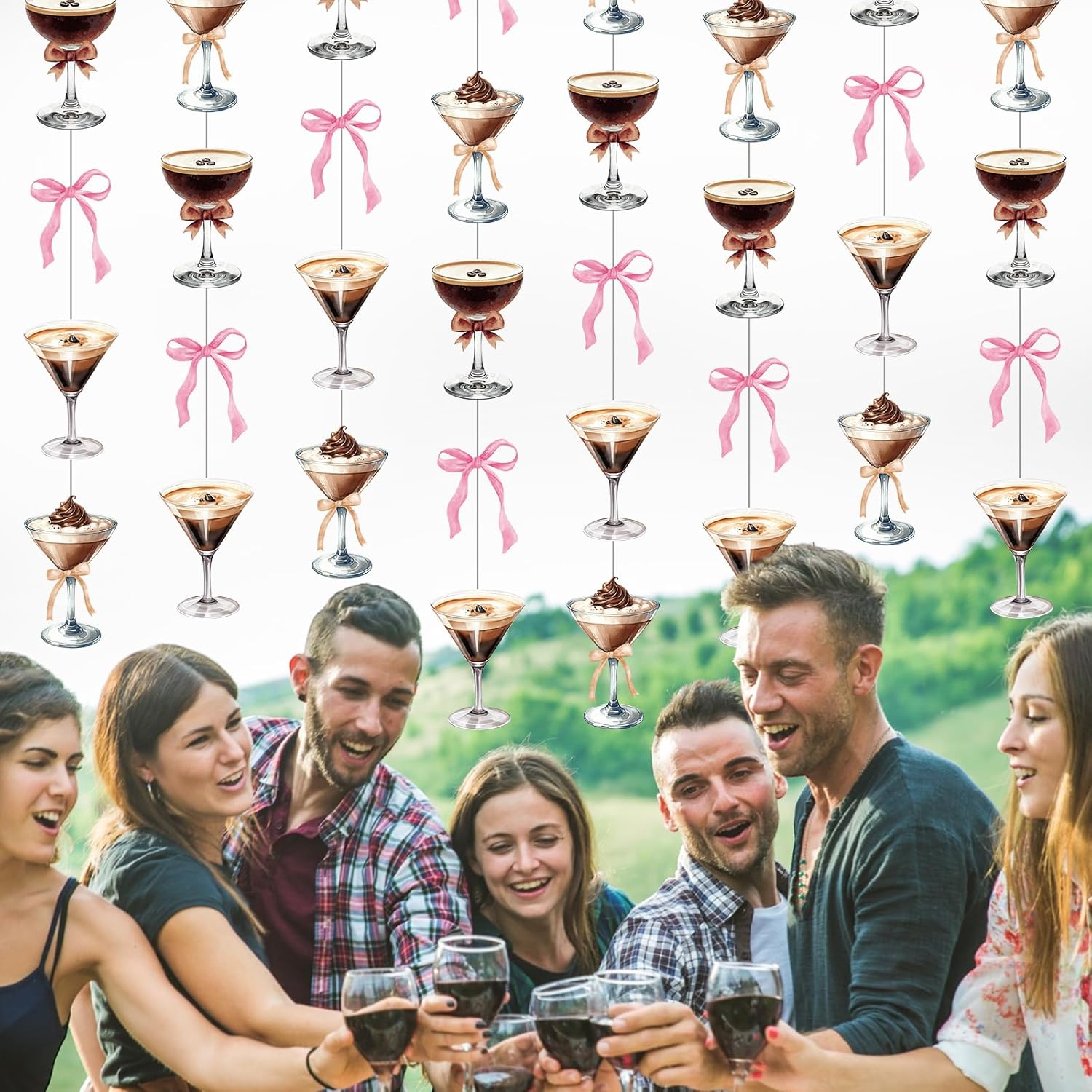 8 Pcs Espresso Martini Garland Banners for Party Decor