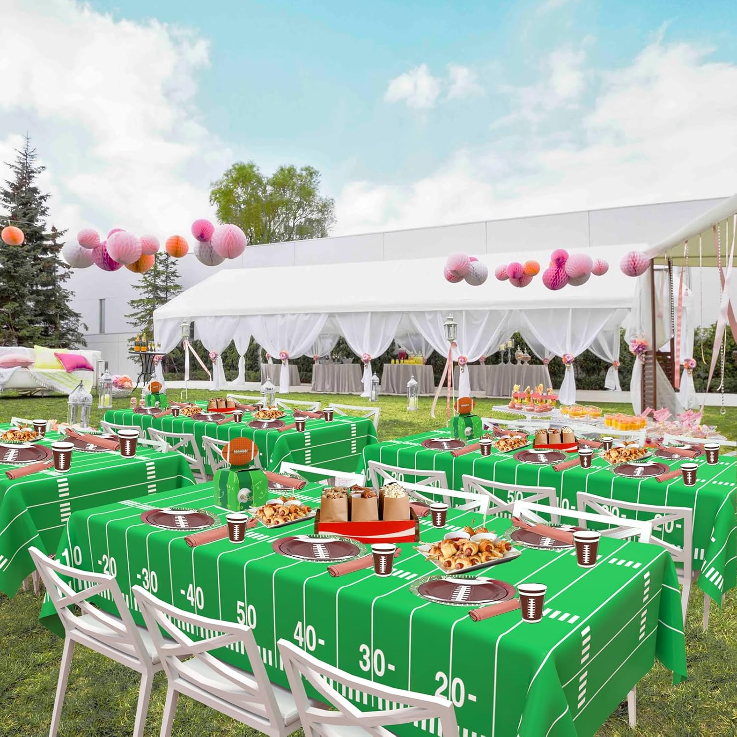 WNINK 2 Pack Football Tablecloths 54x108 Inch