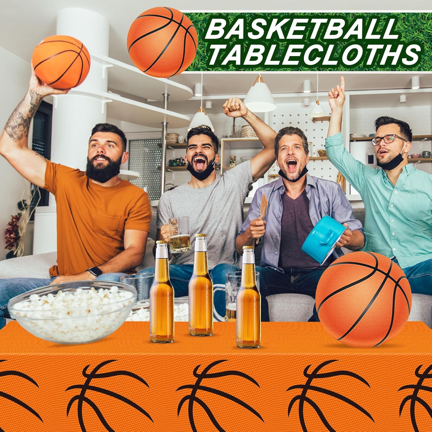 Preboun 5 Pcs Sports Themed Tablecloths for Birthday Party