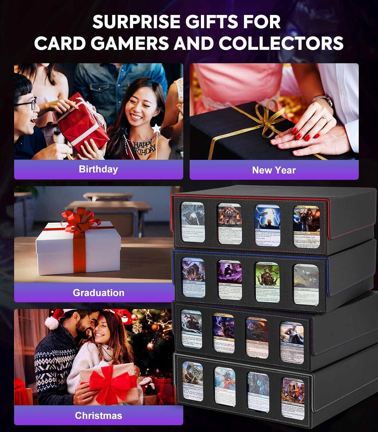 Moko Card Storage Box - 3000 Magic Deck Case Black Purple