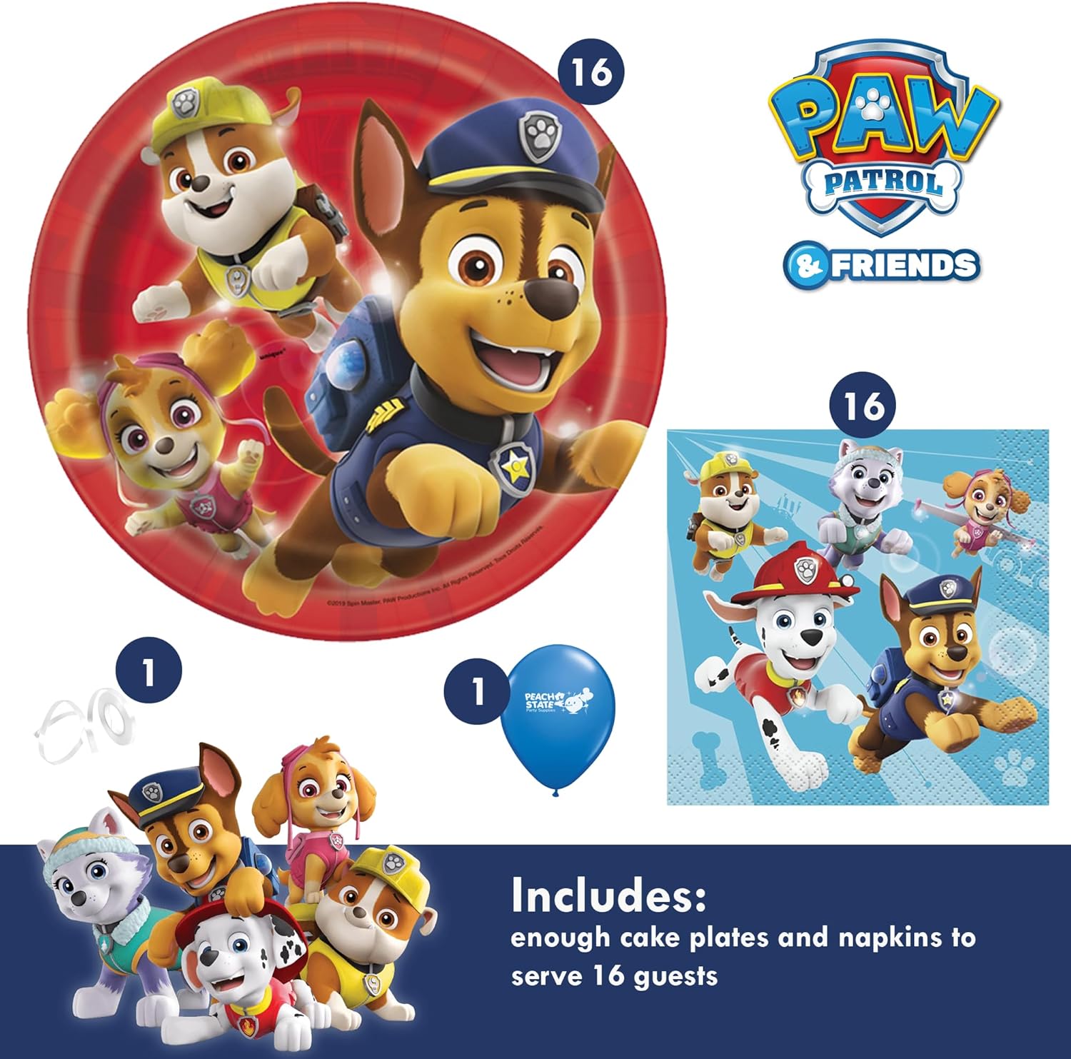 Paw Patrol Birthday Party Supplies Bundle Serves 16 Guests