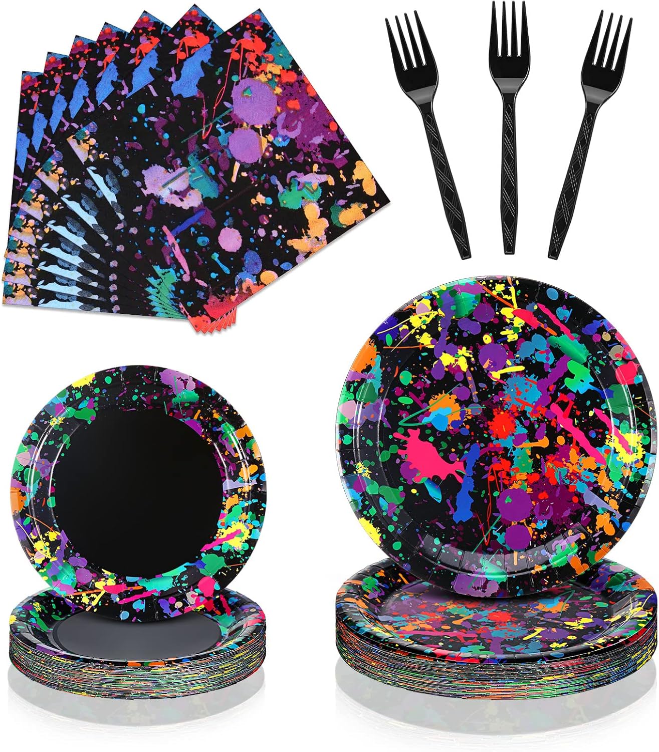 Baderke Neon Glow Party Tableware Set 192 Pcs